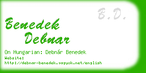 benedek debnar business card